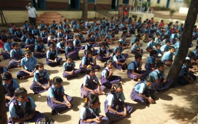 Teaching Material distribution at SSSVJ school, Bagalkot